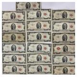 19 - TWO DOLLAR RED SEAL BILLS