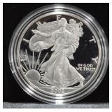 2002 W PROOF SILVER EAGLE W BOX PAPERS