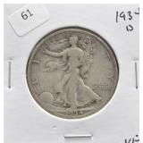 1934 D WALKING HALF DOLLAR VF