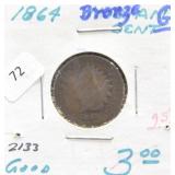 1864 INDIAN HEAD CENT G