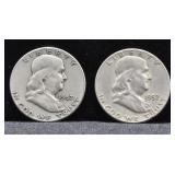 TWO FRANKLIN HALF DOLLARS