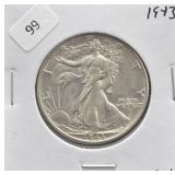 1943 WALKING HALF DOLLAR AU
