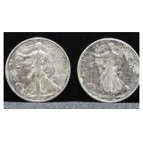 TWO WALKING HALF DOLLARS
