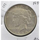 1934 PEACE DOLLAR AU