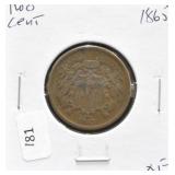 1865 TWO CENT PIECE XF