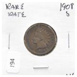 1908 S INDIAN HEAD CENT VG RARE DATE