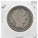 1910 S BARBER HALF DOLLAR VF