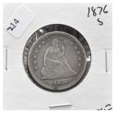 1876 S SEATED QUARTER XF