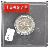1942 MERCURY DIME GEM FULL BANDS