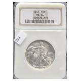 1945 WLKING HALF DOLLAR NGC MS64