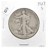 1923 S WALKING HALF DOLLAR VG
