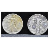 TWO WALKING HALF DOLLARS