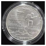 KOREAN WAR SILVER DOLLAR W BOX PAPERS