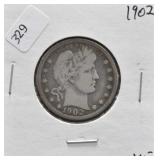 1902 BARBER QUARTER VF