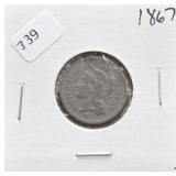 1867 3 CENT PIECE VF