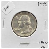 1945 WASHINGTON QUARTER CHOICE BU