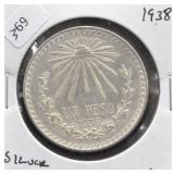 1938 SILVER PESO GEM