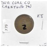 SUN COAL CARYVILLE TN 5 CENTS RARE VF