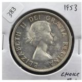 1953 CANADA SILVER DOLLAR CHOICE BU
