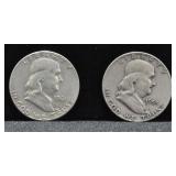 TWO FRANKLIN HALF DOLLARS