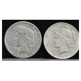 TWO PEACE DOLLARS