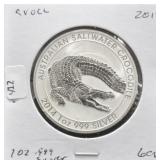 2014 AUSTRALIA CROC 1 OZ .999 SILVER GEM