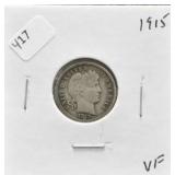 1915 BARBER DIME VF