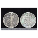 TWO WALKING HALF DOLLARS