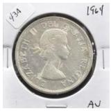 1964 CANADA SILVER DOLLAR AU