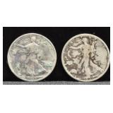 TWO WALKING HALF DOLLARS