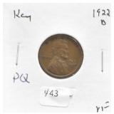 1922 D LINCOLN CENT VF P Q