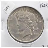 1922 PEACE DOLLAR AU