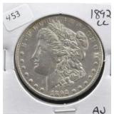 1892 CC MORGAN DOLLAR AU