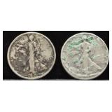 TWO WALKING HALF DOLLARS