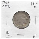 1914 D BUFFALO NICKEL F RARE DATE