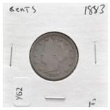 1883 V NICKEL W CENTS F