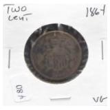 1864 TWO CENT PIECE VG
