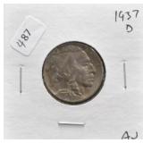 1937 D BUFFALO NICKEL AU