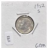 1952 S ROOSEVELT DIME GEM BU