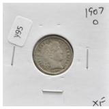 1907 O BARBER DIME XF