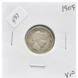 1909 BARBER DIME VF