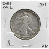 1921 WALKING HALF DOLLAR VG RARE DATE