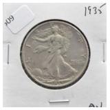1935 WALKING HALF DOLLAR AU