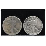TWO WALKING HALF DOLLARS