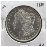1881 MORGAN DOLLAR AU