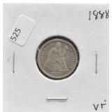 1888 SEATED DIME VF