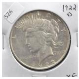 1922 D PEACE DOLLAR XF