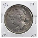 1921 PEACE DOLLAR RARE DATE XF