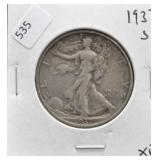 1937 S WALKING HALF DOLLAR XF