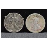 TWO WALKING HALF DOLLARS